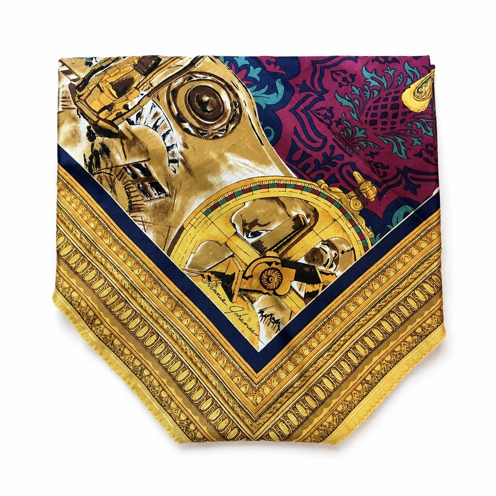 Ginnie Johansson 100% Silk Scarf 35x35 Equestrian Nautical Travel Square Vintage